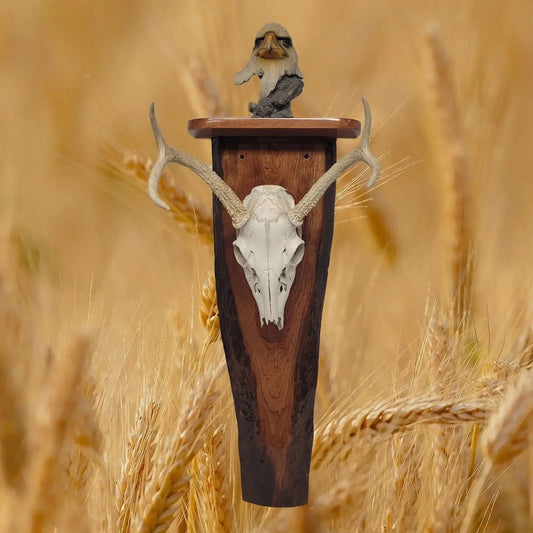 Walker Wood Gifts man cave decor Rustic Handcrafted Live Edge Cherry European Mount with Shelf Collector Gift