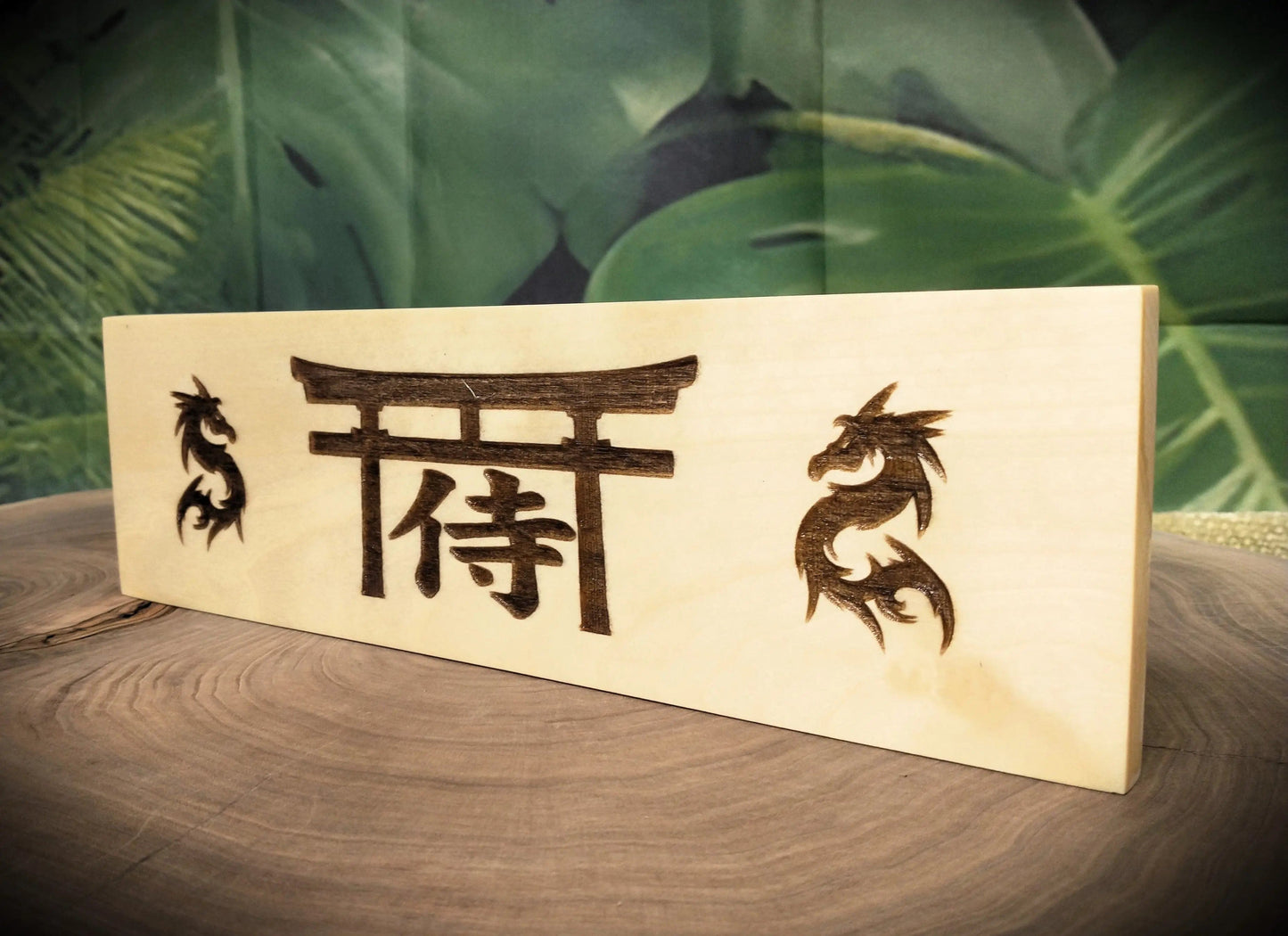Walker Wood Gifts Novelties Beautiful Aspen Dragon Pyrography Burned Samurai Bushido Code of Honor Decor Gift