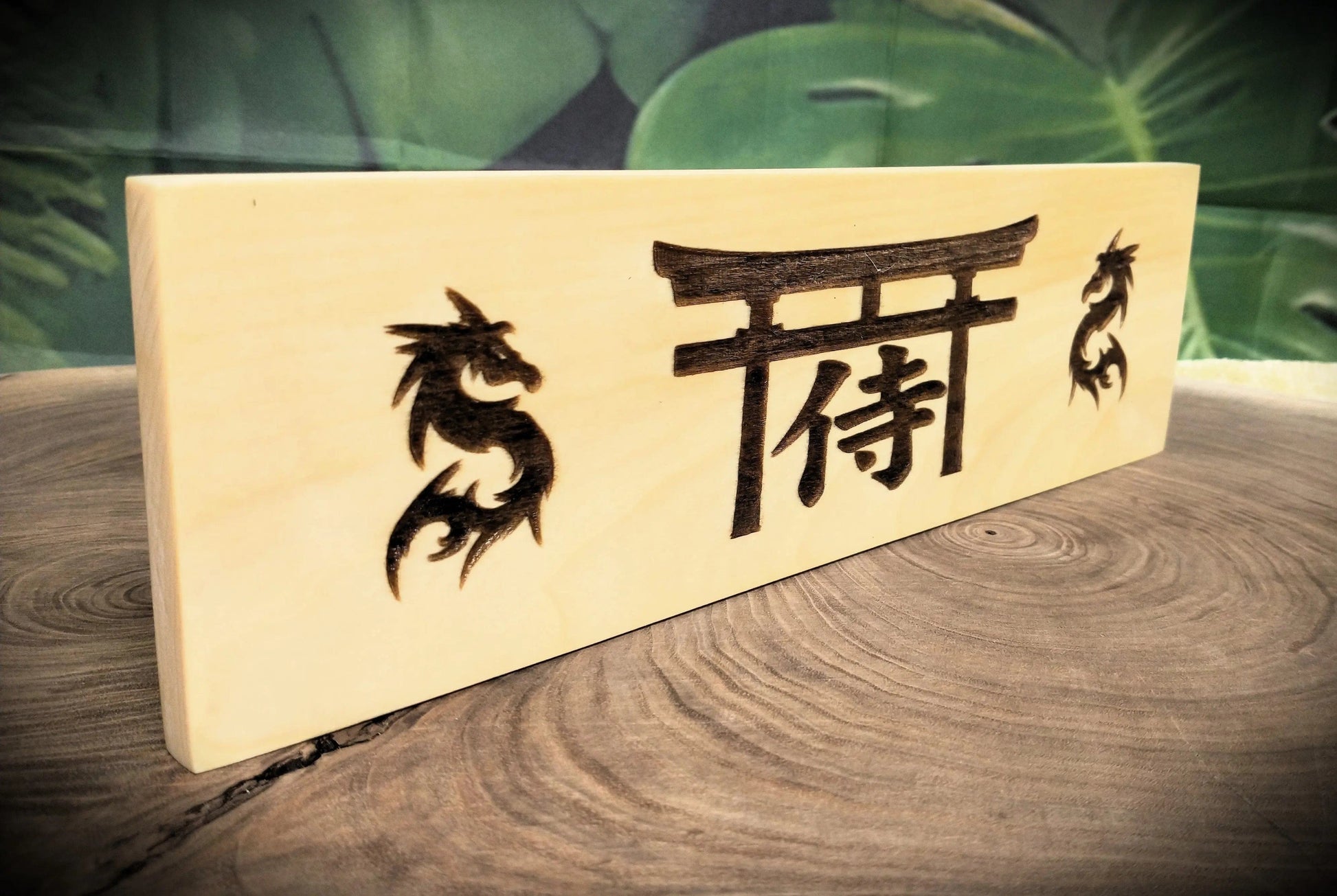 Walker Wood Gifts Novelties Beautiful Aspen Dragon Pyrography Burned Samurai Bushido Code of Honor Decor Gift