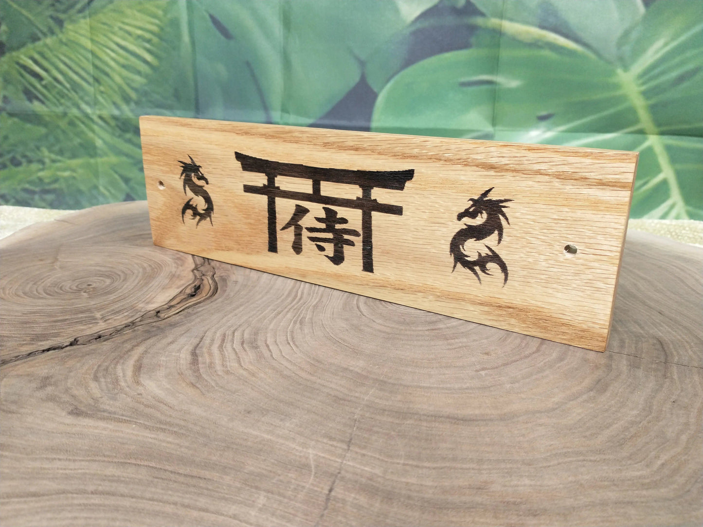 Walker Wood Gifts Novelties Beautiful Oak Dragon Pyrography Burned Samurai Bushido Code of Honor Decor Gift