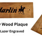 Walker Wood Gifts Novelties Rustic Cherry Marlin Gun Plaque, Laser Burned, Ranch Cowboy Decor Gift