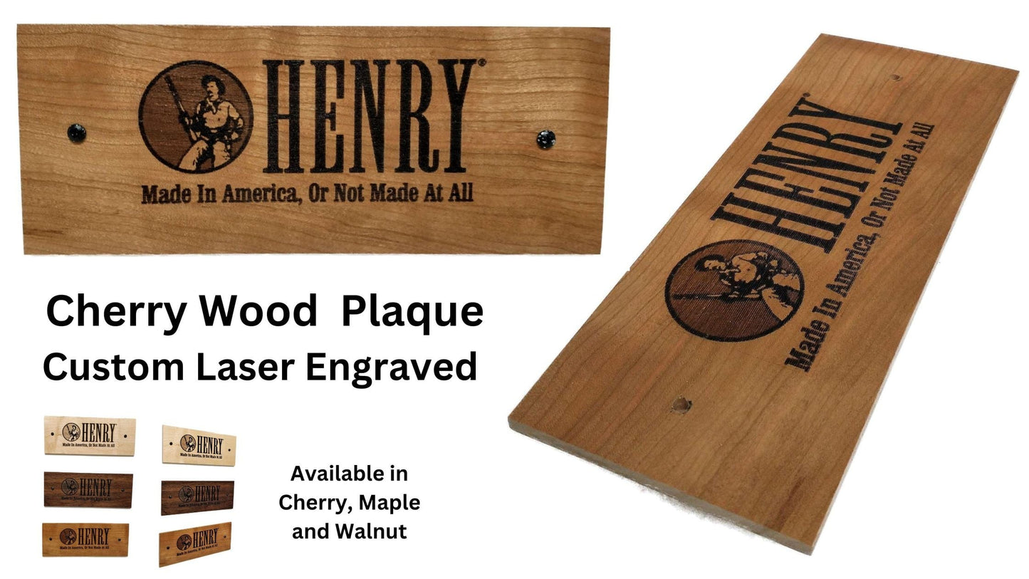 Walker Wood Gifts Novelties Rustic CHERRY Pyrography Wood Burned Henry Gun Rifle Plaque Ranch Cowboy Decor Gift