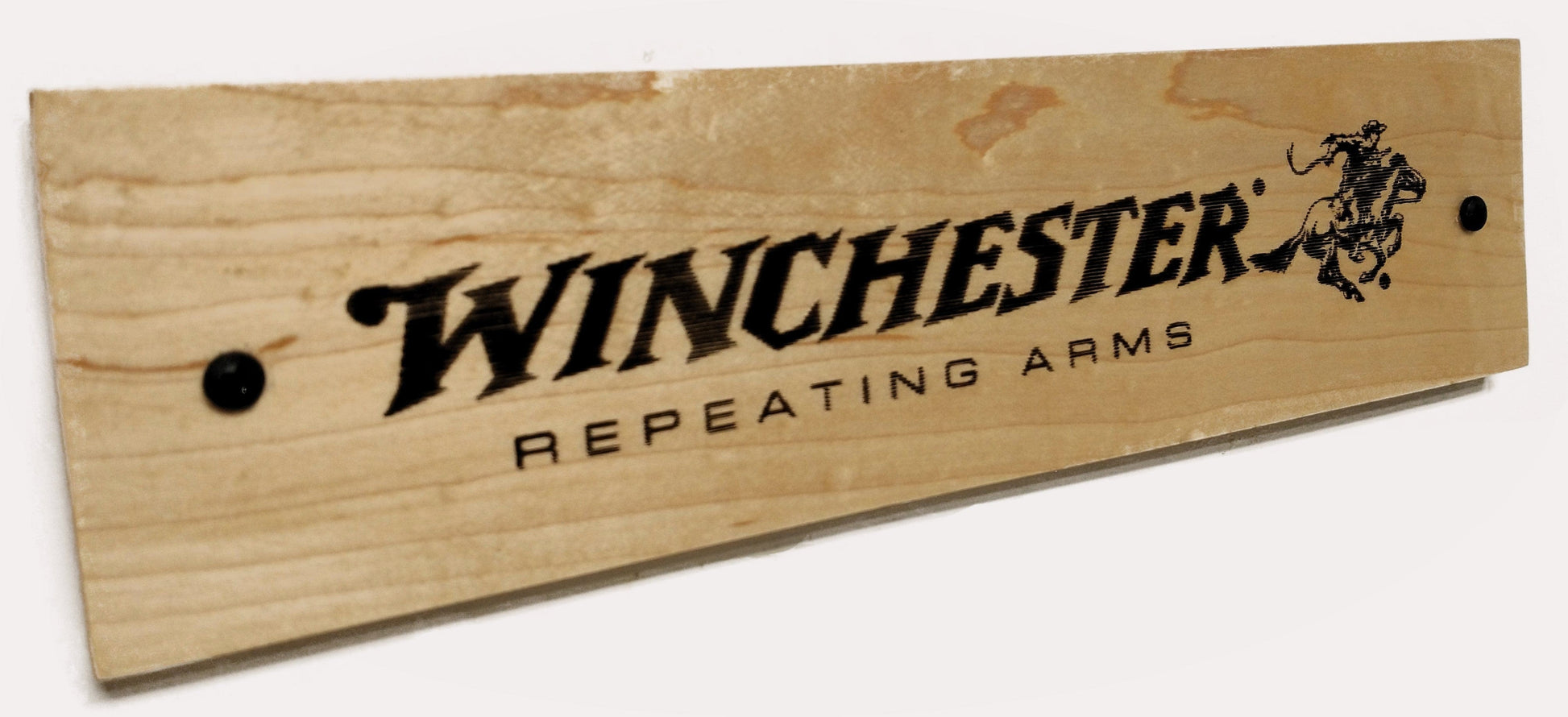 Walker Wood Gifts Novelties Rustic Maple Winchester Gun Plaque, Laser Burned, Ranch Cowboy Decor Gift