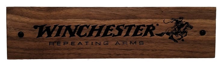 Walker Wood Gifts Novelties Rustic Walnut Winchester Gun Plaque, Laser Burned, Ranch Cowboy Decor Gift