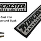 Walker Wood Gifts Novelties Vintage Metallic SILVER Black Cast Iron Winchester Cartridge and Guns Plaque Ranch Cowboy Gift Decor