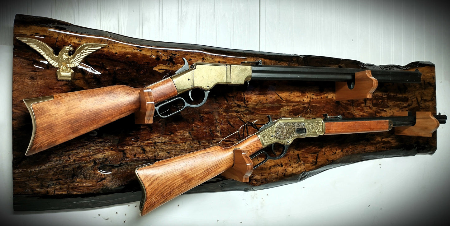 Walker Wood Gifts One of a Kind Rustic 2 Place Rosewood Lever Action Wall Display Collector Gift