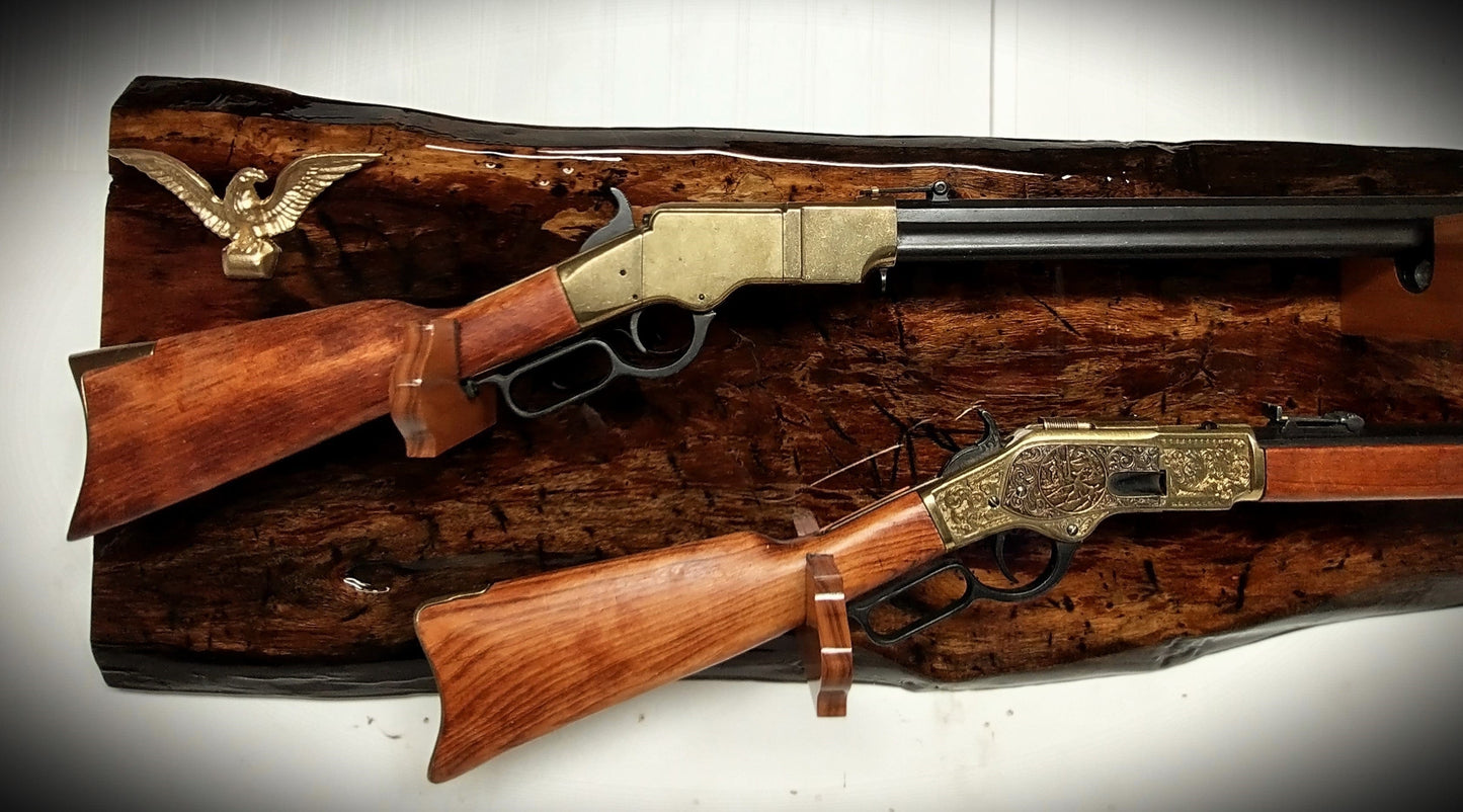 Walker Wood Gifts One of a Kind Rustic 2 Place Rosewood Lever Action Wall Display Collector Gift