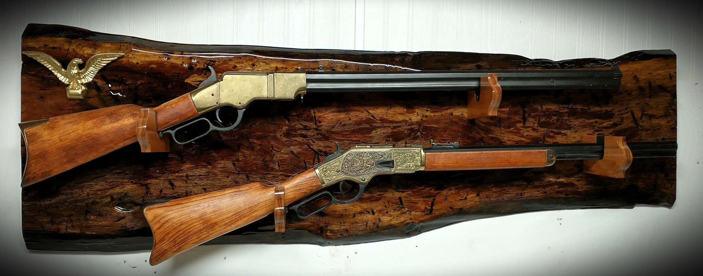 Walker Wood Gifts One of a Kind Rustic 2 Place Rosewood Lever Action Wall Display Collector Gift