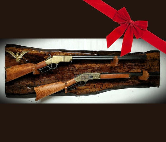 Walker Wood Gifts One of a Kind Rustic 2 Place Rosewood Lever Action Wall Display Collector Gift