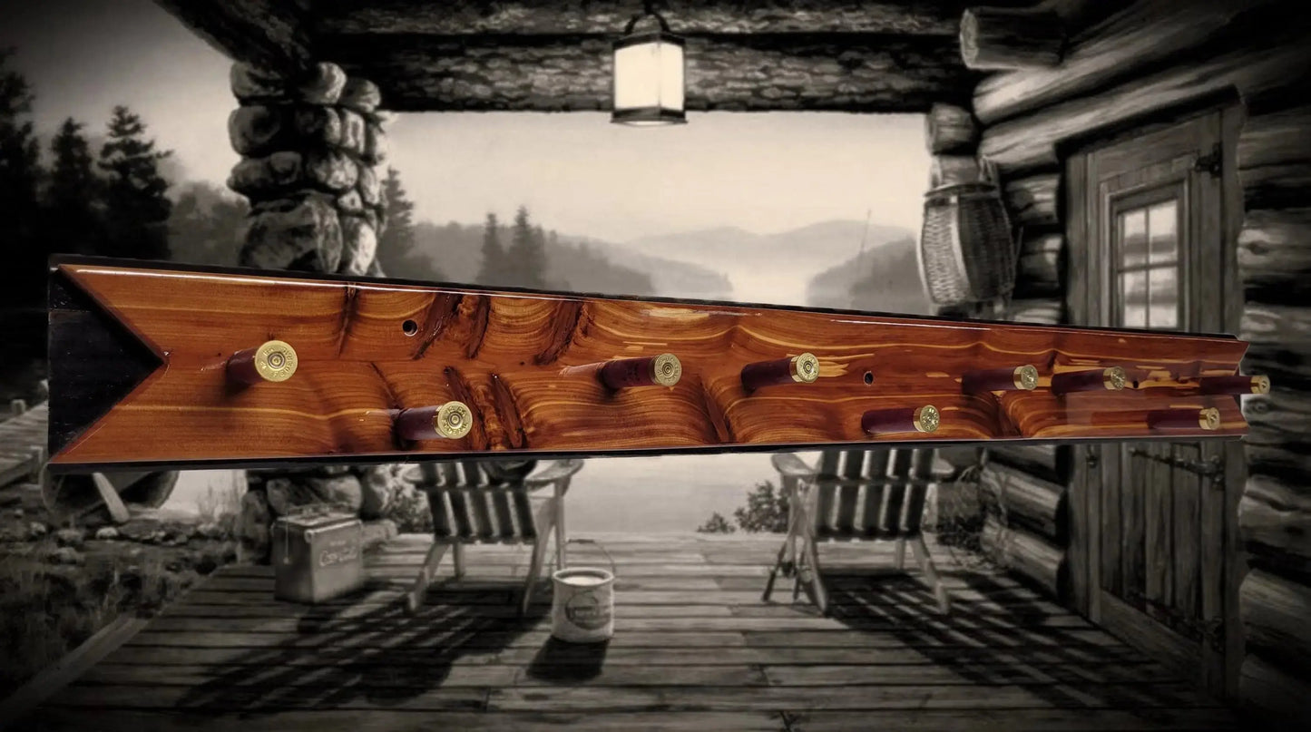 Walker Wood Gifts Red Cedar Coat Hat Rack with Gunshot Shell Hooks – Rustic Wall Decor
