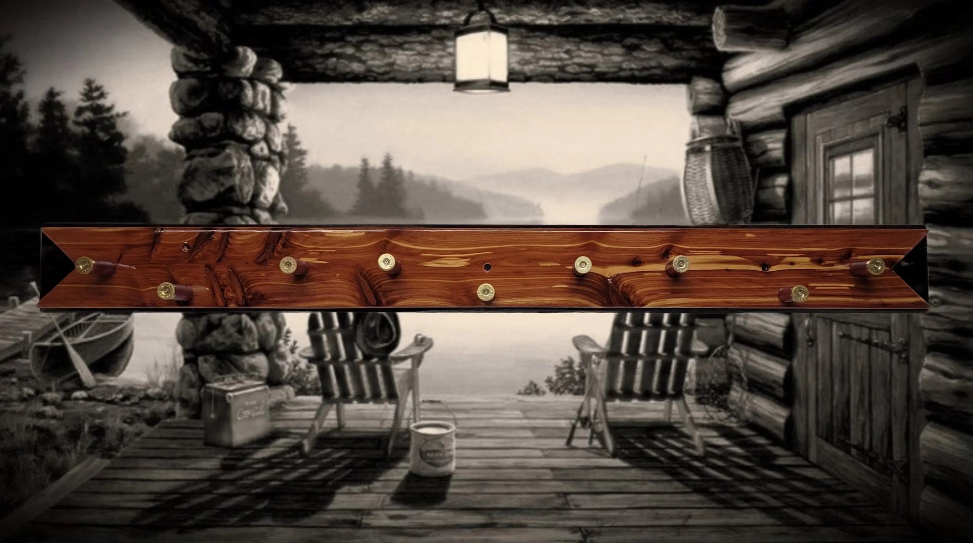 Walker Wood Gifts Red Cedar Coat Hat Rack with Gunshot Shell Hooks – Rustic Wall Decor