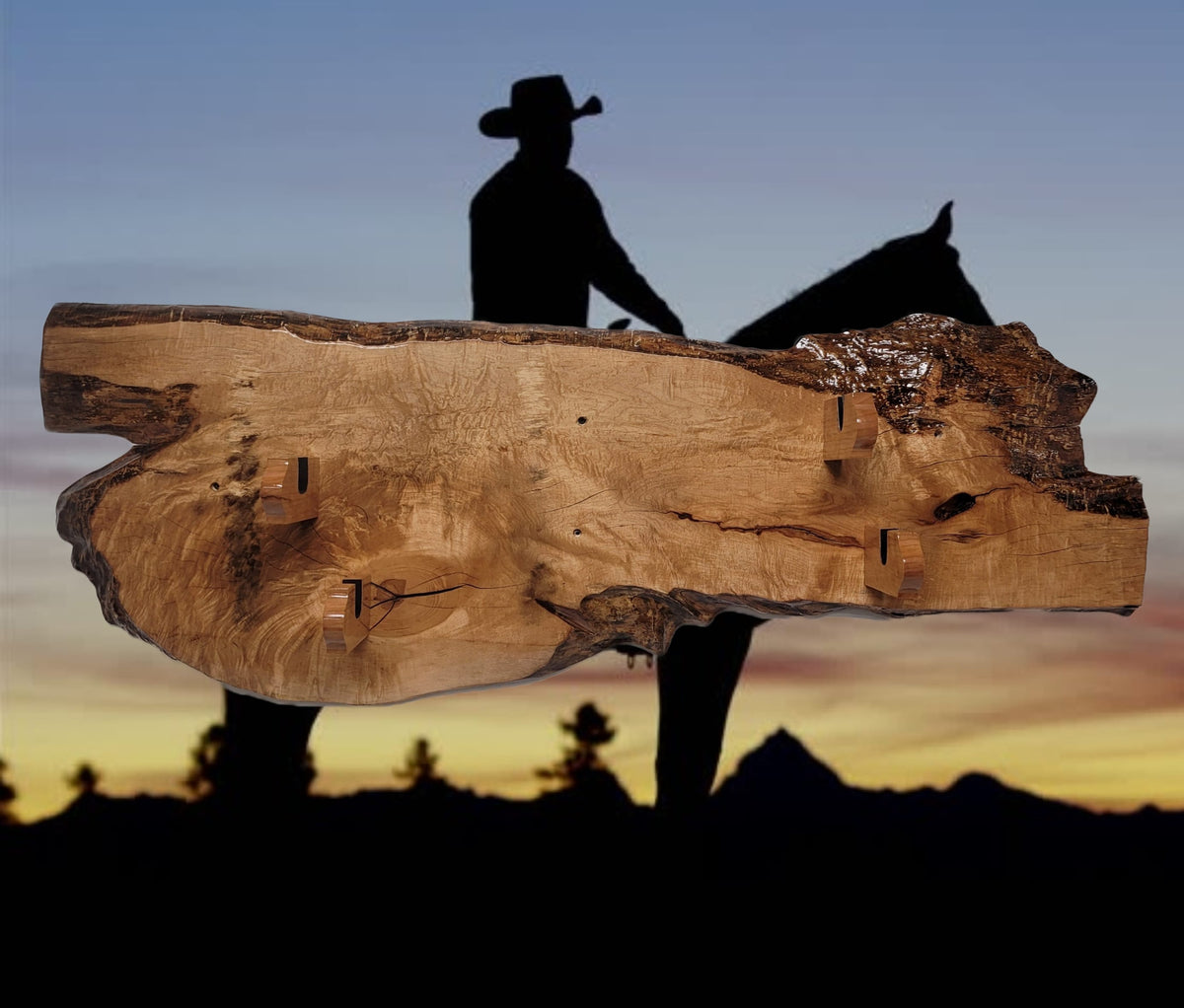 Walker Wood Gifts Rustic 2 Place Lever Action Wall Display Beautiful Live Edge Cherry Perfect Collector's Gift!