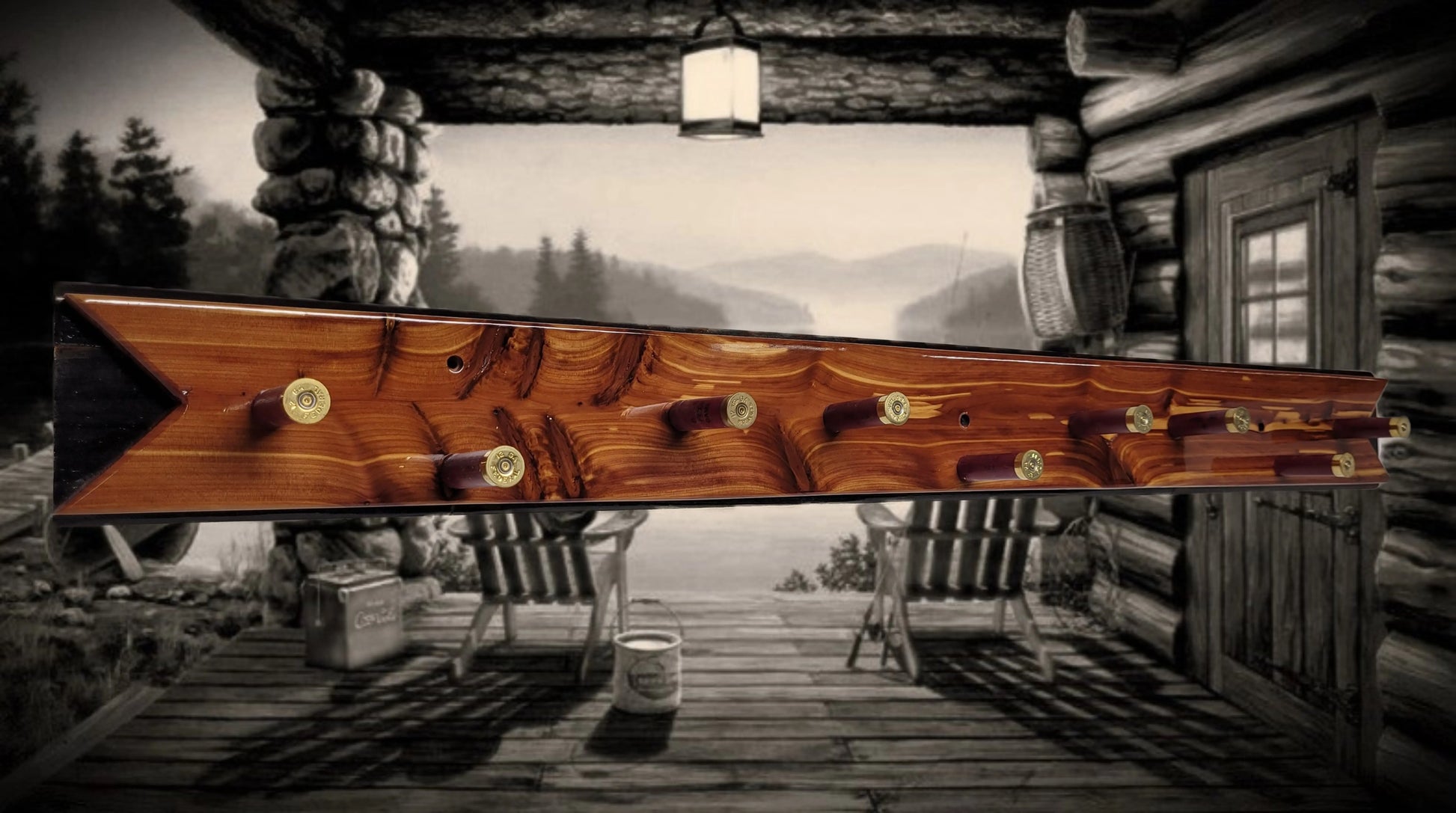 Walker Wood Gifts Rustic Coat Racks Red / Hanging / Bedroom Beautiful Unique Red Cedar Coat Hat Display Rack 9 Gunshot Shells Perfect Gift