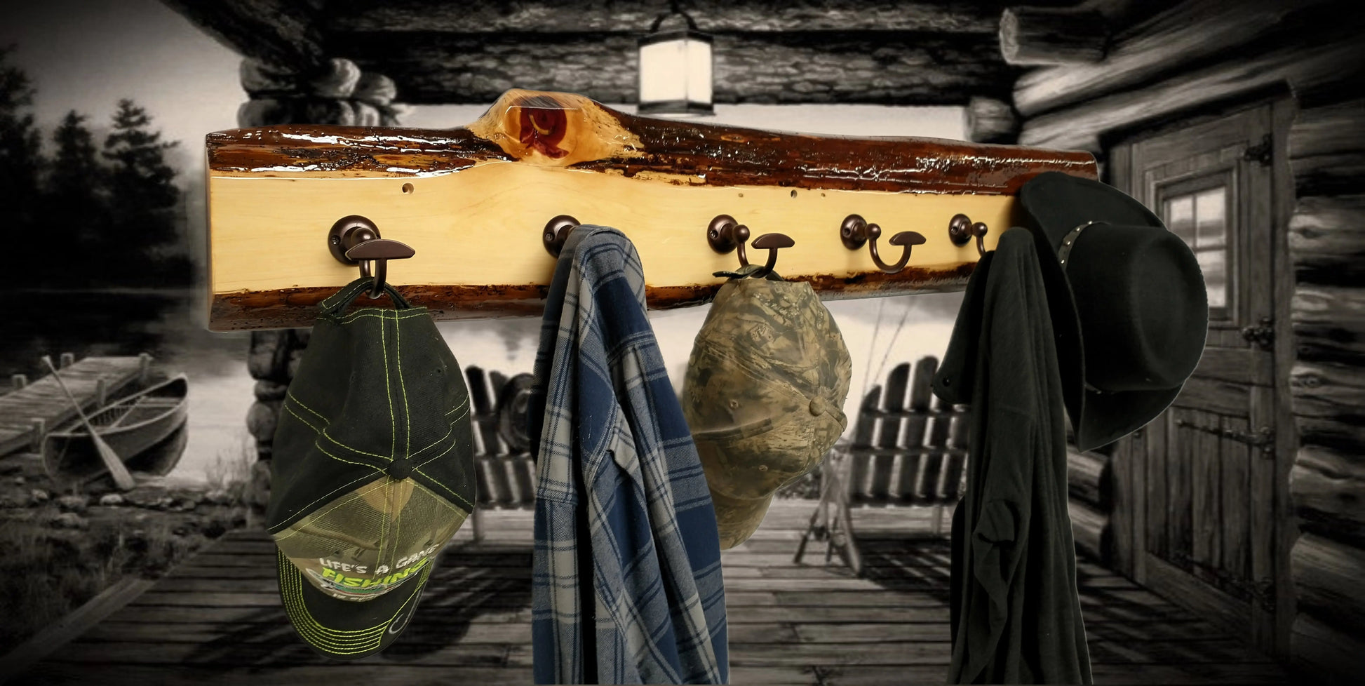 Walker Wood Gifts Rustic Coat Racks Red / Hanging / Entrance Live Edge Red Cedar Coat Rack: Rustic Cabin Decor with 6 Hooks