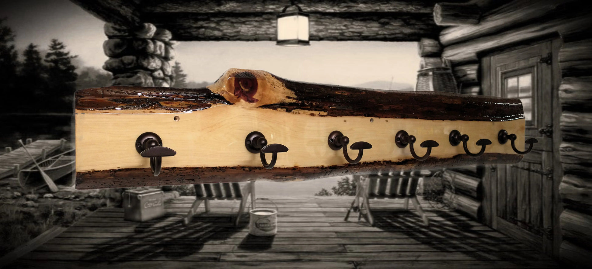 Walker Wood Gifts Rustic Coat Racks Red / Hanging / Entrance Live Edge Red Cedar Coat Rack: Rustic Cabin Decor with 6 Hooks