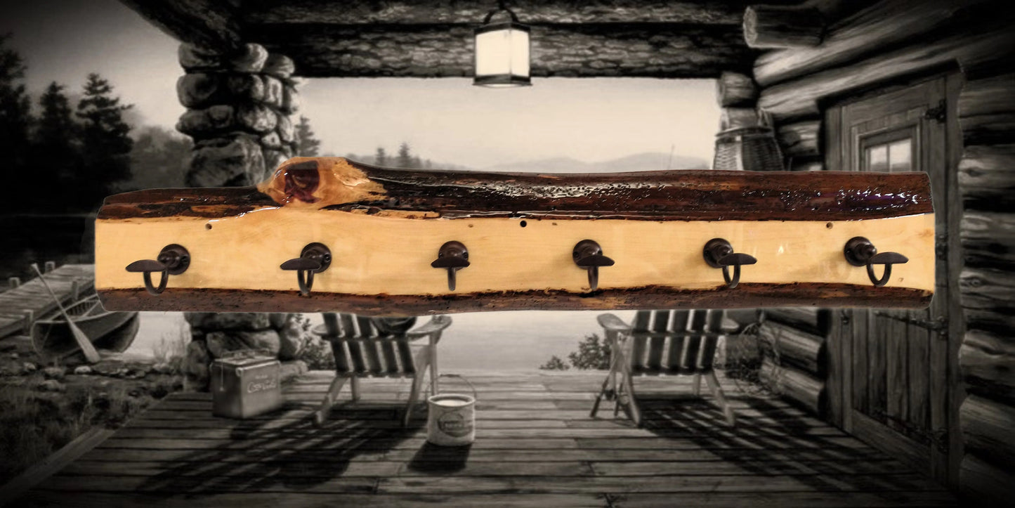 Walker Wood Gifts Rustic Coat Racks Red / Hanging / Entrance Live Edge Red Cedar Coat Rack: Rustic Cabin Decor with 6 Hooks