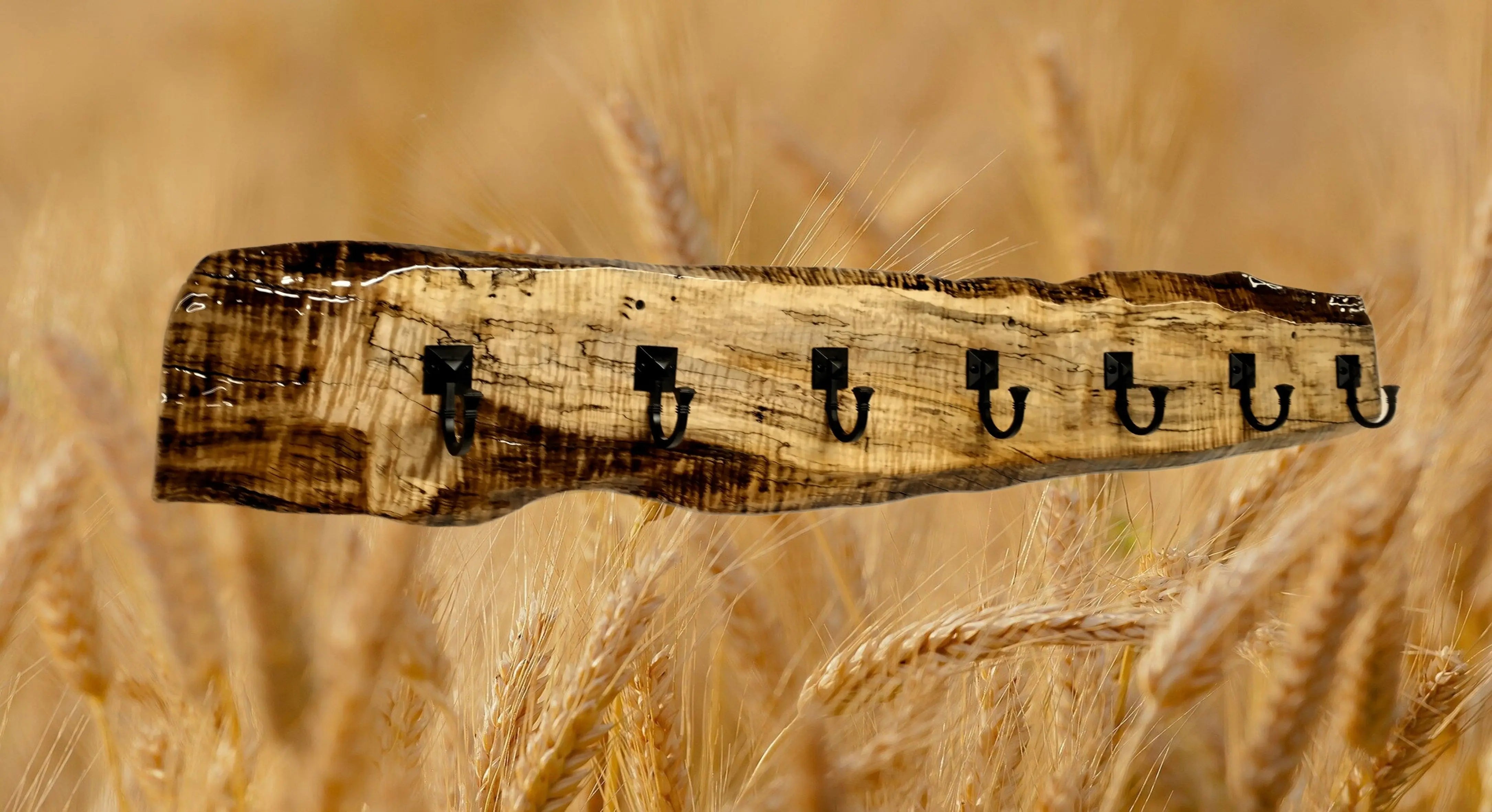 Rustic Coat Rack - Live Edge Spalted Maple with Hooks