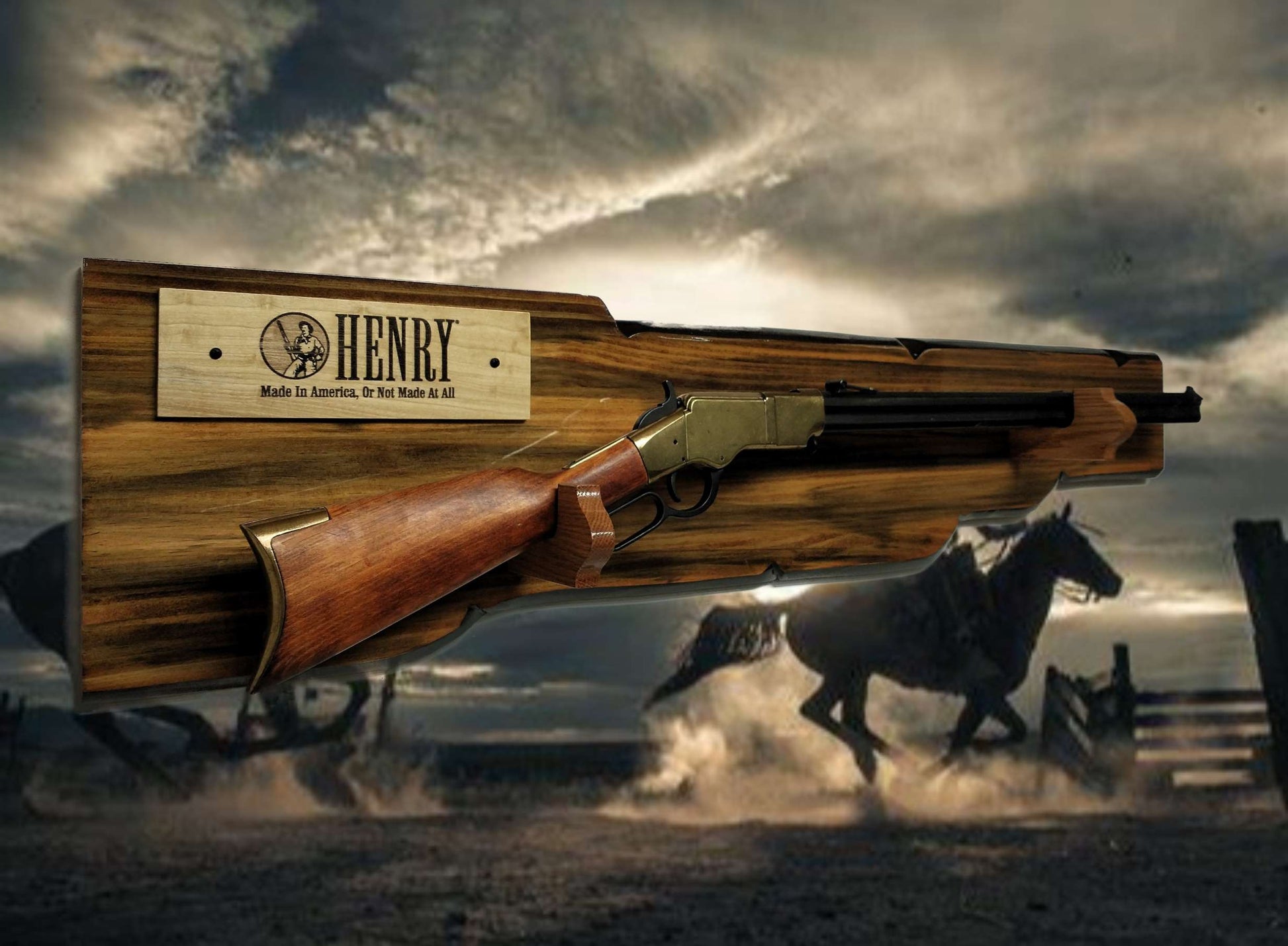 Walker Wood Gifts Rustic Henry Display For Lever Action Rifle Knotty Pine Faux Live Edge Cabin Décor Collectors Gift