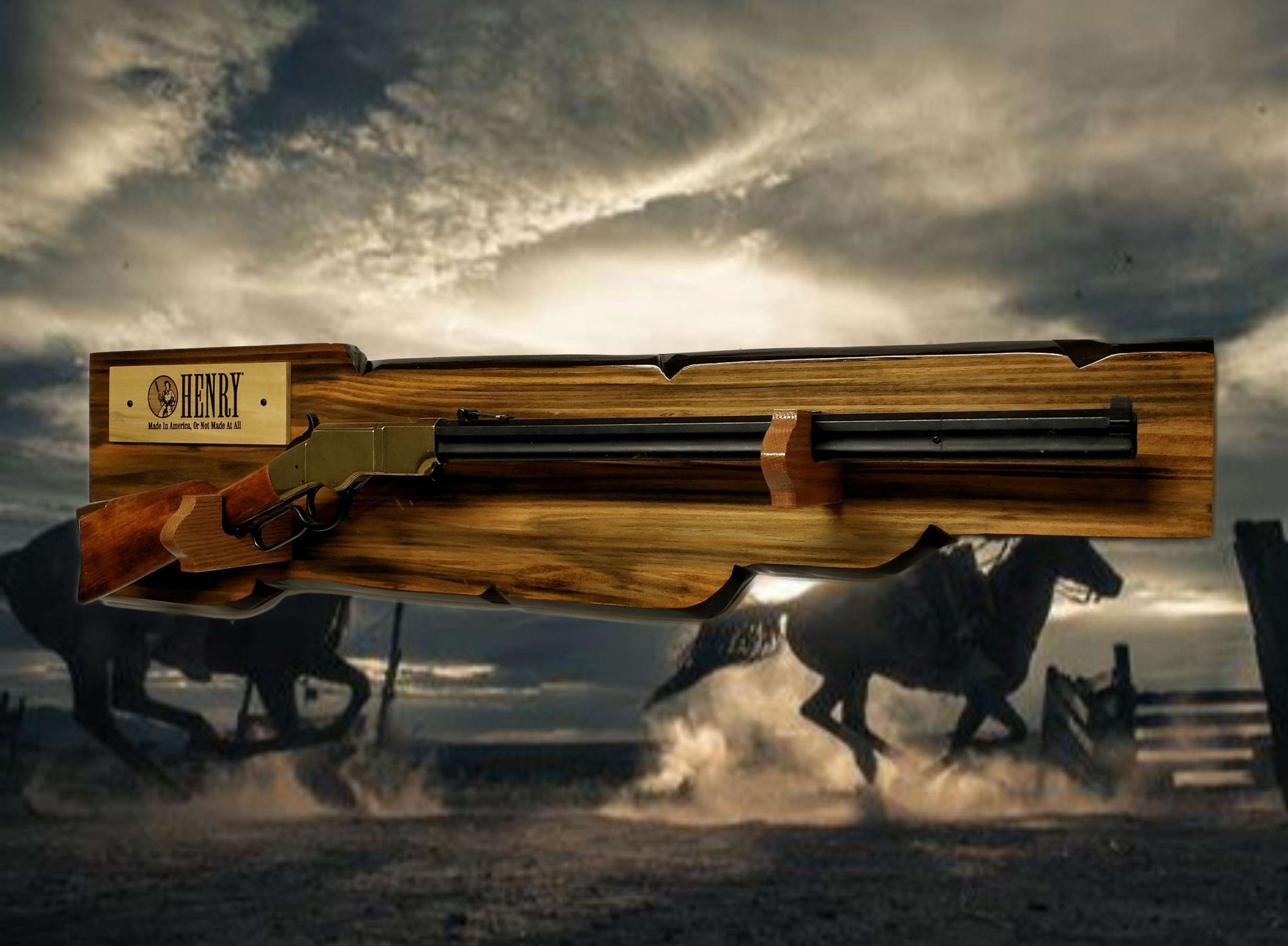 Walker Wood Gifts Rustic Henry Display For Lever Action Rifle Knotty Pine Faux Live Edge Cabin Décor Collectors Gift