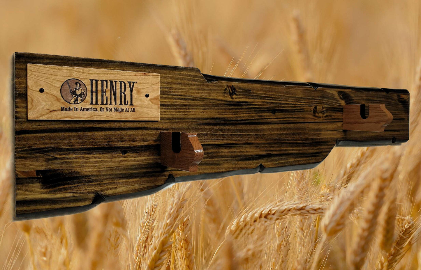 Walker Wood Gifts Rustic Henry Gun Rack Display For Lever Action Rifle Faux Live Edge Knotty Pine Cabin Décor Collectors Gift