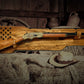 Walker Wood Gifts Rustic Lever Action 50 Black Star Rifle Display Faux Live Edge Oak Gun Rack Cabin Décor Collectors Gift