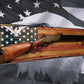 Walker Wood Gifts Rustic Old Glory Eagle Flag Lever Action Rifle Display with Knotty Pine Faux Live Edge – A Perfect Collectors' Gift