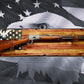 Walker Wood Gifts Rustic Old Glory Eagle Flag Lever Action Rifle Display with Knotty Pine Faux Live Edge – A Perfect Collectors' Gift