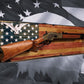 Walker Wood Gifts Rustic Old Glory Eagle Flag Lever Action Rifle Display with Knotty Pine Faux Live Edge – A Perfect Collectors' Gift