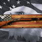 Walker Wood Gifts Rustic Old Glory Eagle Flag Lever Action Rifle Display with Knotty Pine Faux Live Edge – A Perfect Collectors' Gift