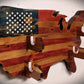 Walker Wood Gifts Rustic Old Glory USA Lever Action Rifle Shotgun Wall Display Collector Gift