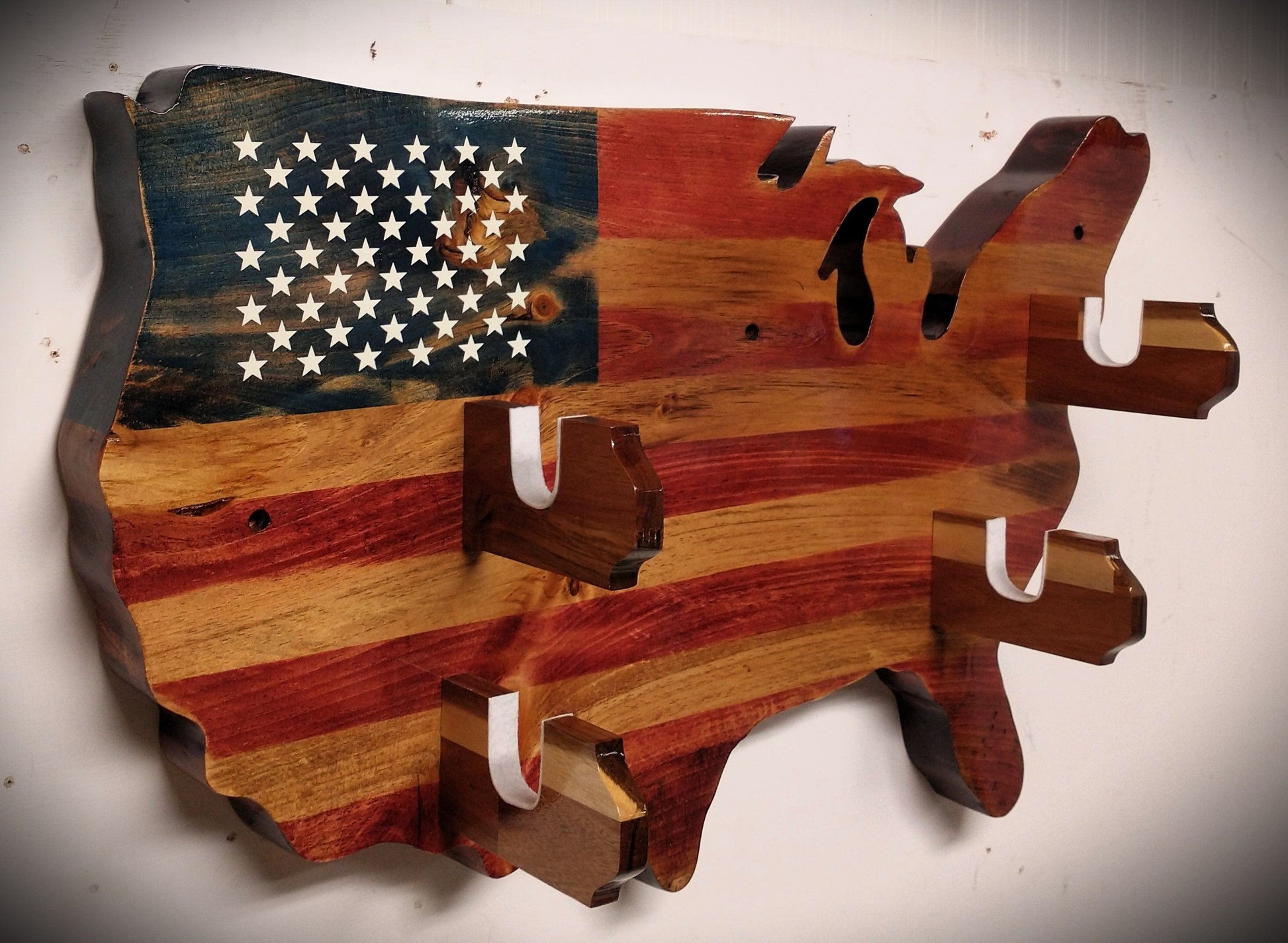 Walker Wood Gifts Rustic Old Glory USA Lever Action Rifle Shotgun Wall Display Collector Gift