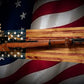 Walker Wood Gifts Rustic Old Glory Vintage M1 Carbine Rifle Wall Display with Shelf Patriot American Decor Soldier Collectors Gift