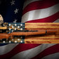 Walker Wood Gifts Rustic Old Glory Vintage M1 Carbine Rifle Wall Display with Shelf Patriot American Decor Soldier Collectors Gift