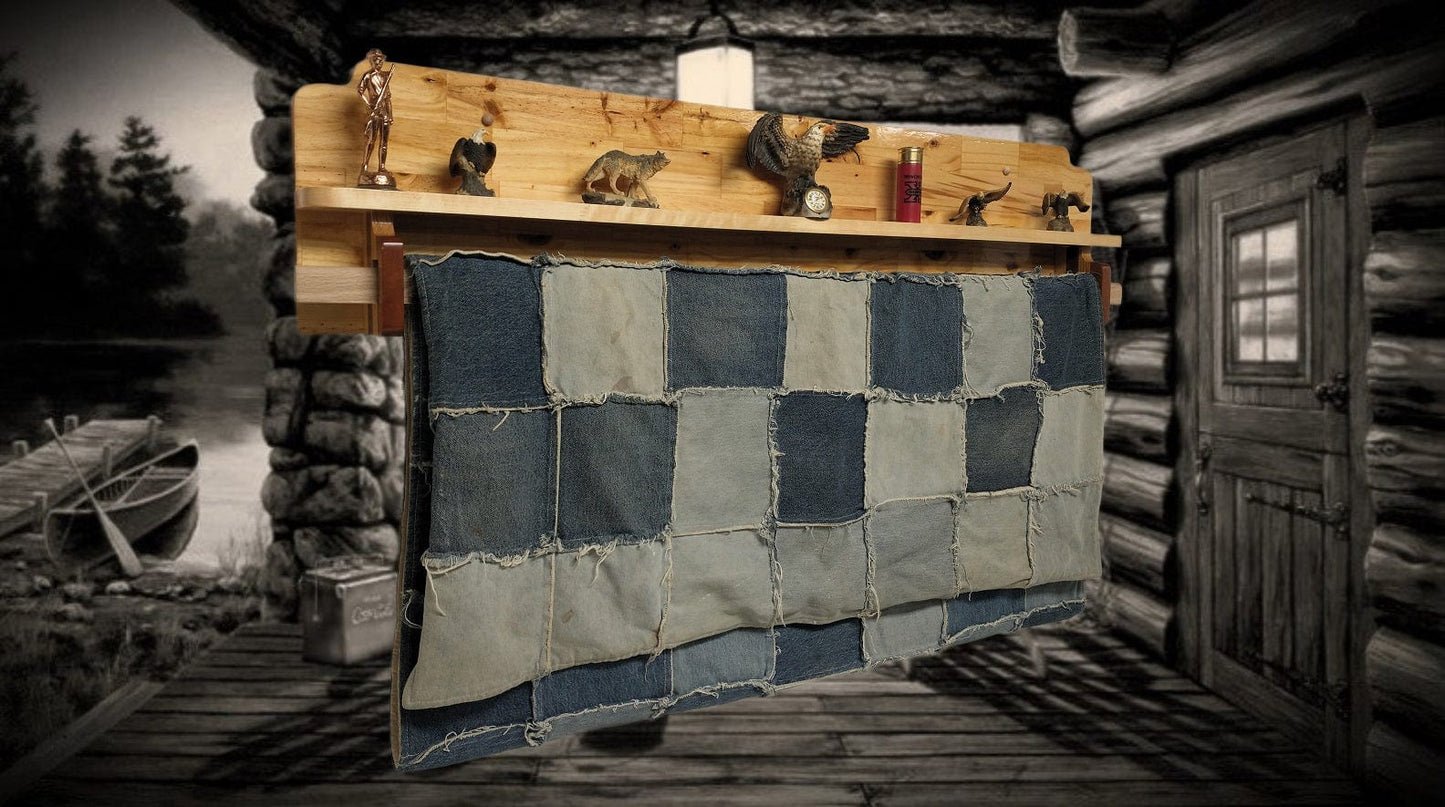 Walker Wood Gifts rustic quilt rack Cabin Knotty Pine Rustic Quilt Rack Wall Mounted with Shelf Farmhouse Home Decor Gift