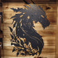 Walker Wood Gifts sword display 2 Tier Acacia Katana Sword Double Shelf Display Wall Rack Dragon Accents Japanese Dojo Gift