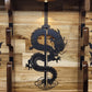Walker Wood Gifts sword display 2 Tier Acacia Katana Sword Double Shelf Display Wall Rack Dragon Accents Japanese Dojo Gift