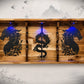 Walker Wood Gifts sword display 2 Tier Acacia Katana Sword Double Shelf Display Wall Rack Dragon Accents Japanese Dojo Gift
