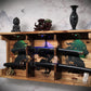Walker Wood Gifts sword display 2 Tier Acacia Katana Sword Double Shelf Display Wall Rack Dragon Accents Japanese Dojo Gift