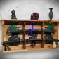 Walker Wood Gifts sword display 2 Tier Acacia Katana Sword Double Shelf Display Wall Rack Dragon Accents Japanese Dojo Gift