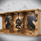 Walker Wood Gifts sword display 2 Tier Acacia Katana Sword Double Shelf Display Wall Rack Dragon Accents Japanese Dojo Gift