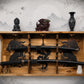 Walker Wood Gifts sword display 2 Tier Acacia Katana Sword Double Shelf Display Wall Rack Dragon Accents Japanese Dojo Gift