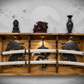 Walker Wood Gifts sword display 2 Tier Acacia Katana Sword Double Shelf Display Wall Rack Dragon Accents Japanese Dojo Gift