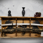 Walker Wood Gifts sword display 2 Tier Acacia Katana Sword Double Shelf Display Wall Rack Dragon Accents Japanese Dojo Gift
