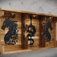 Walker Wood Gifts sword display 2 Tier Acacia Katana Sword Double Shelf Display Wall Rack Dragon Accents Japanese Dojo Gift