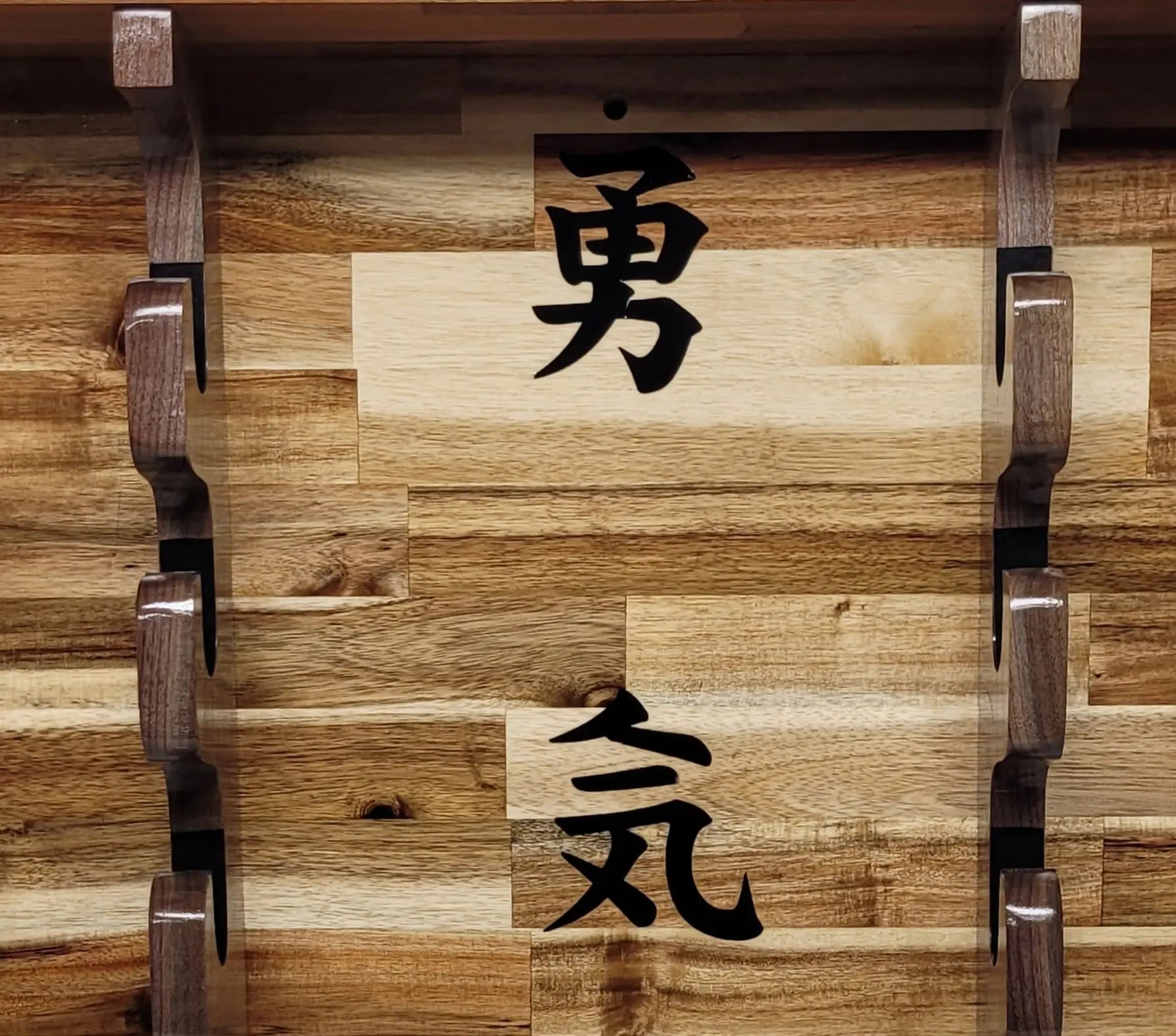Walker Wood Gifts sword display 3-Tier Acacia Wall Display for Samurai Katana Deep Shelf Dojo Collectors Gift
