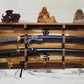 Walker Wood Gifts sword display 3-Tier Acacia Wall Display for Samurai Katana Deep Shelf Dojo Collectors Gift
