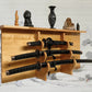 Walker Wood Gifts sword display Beautiful Golden 3-Tier Traditional Katana Sword Wall Display Shelf A Perfect Gift Ronin Samurai Collectors