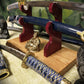 Walker Wood Gifts sword display Rustic Live Edge Sword and Sheath Oak Purple Heart Display Stand Samurai Military Collectors Gift