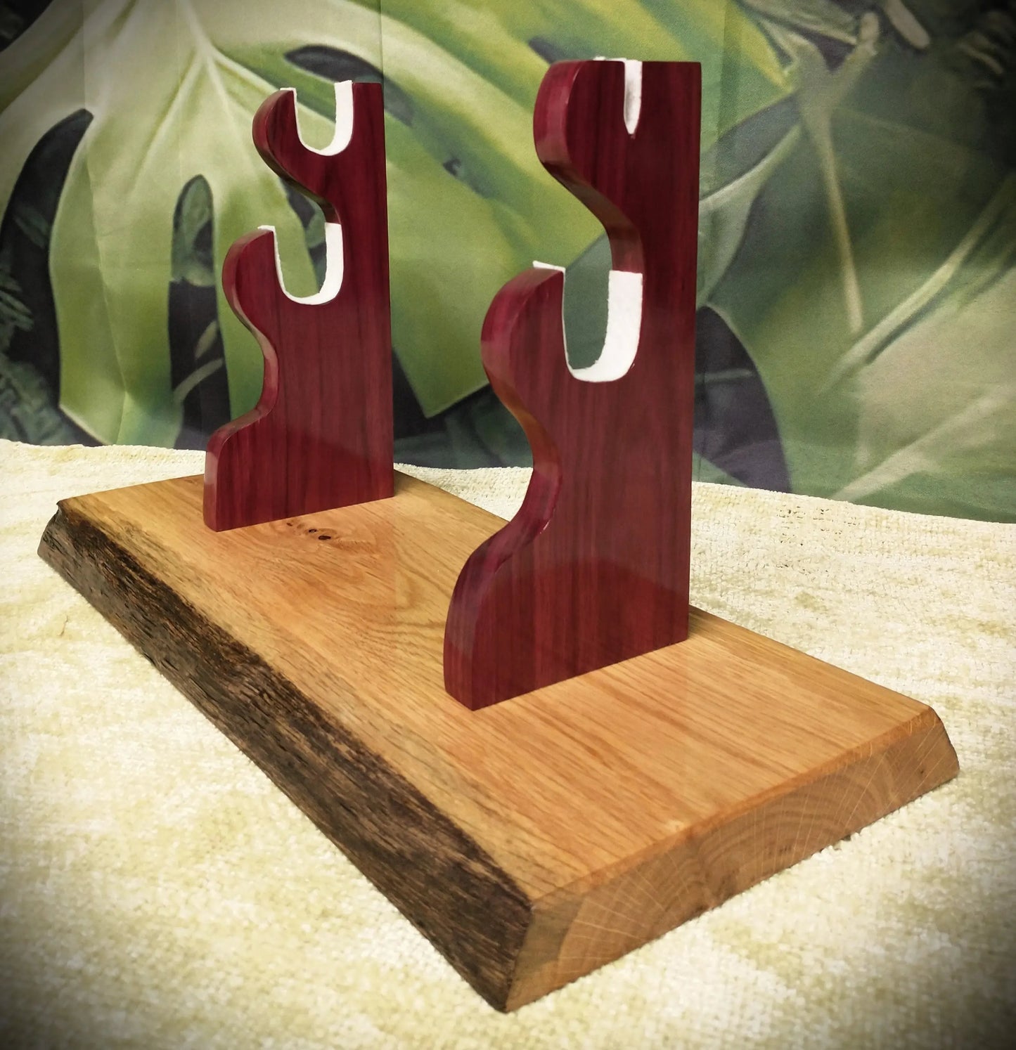 Walker Wood Gifts sword display Rustic Live Edge Sword and Sheath Oak Purple Heart Display Stand Samurai Military Collectors Gift