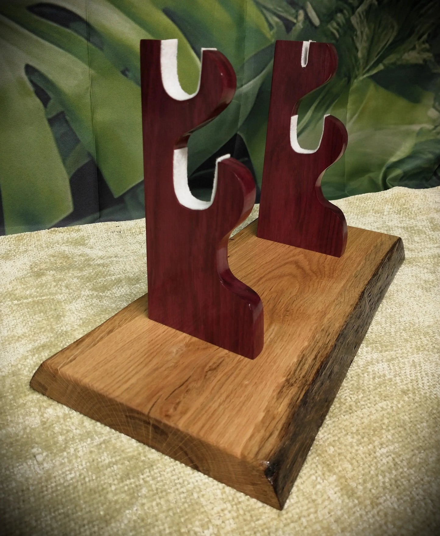 Walker Wood Gifts sword display Rustic Live Edge Sword and Sheath Oak Purple Heart Display Stand Samurai Military Collectors Gift